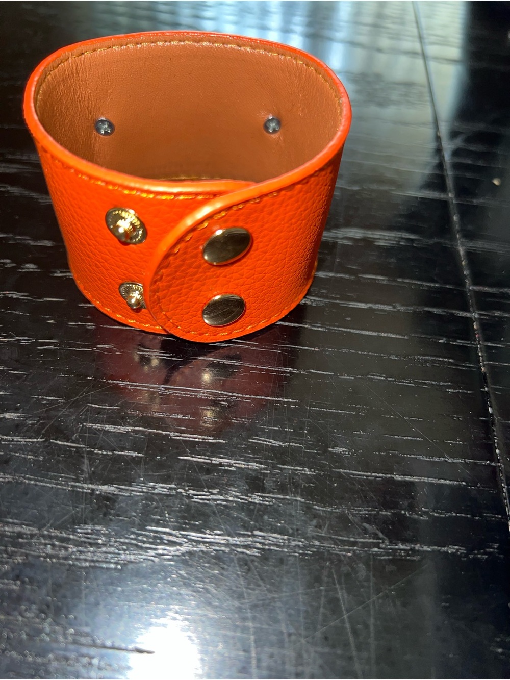 Orange Leather Double G Cuff Bracelet - Picture 2 of 2